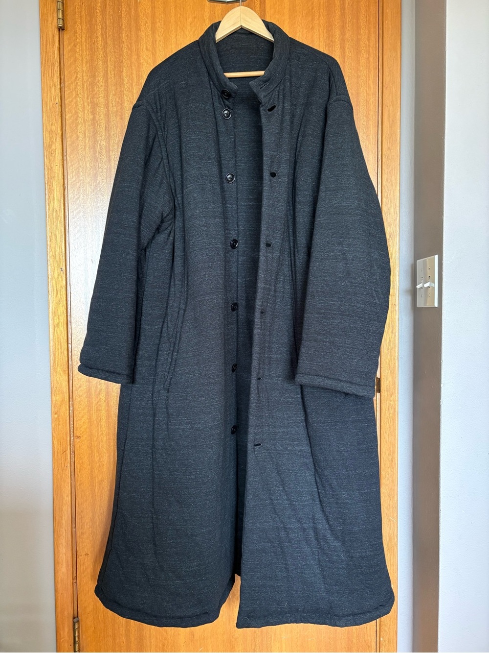 Yohji Yamamoto Dark Charcoal Long Pea Coat